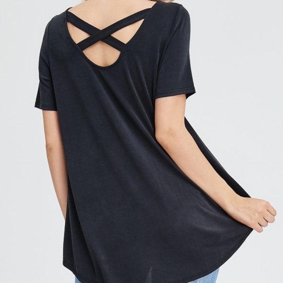 Crossed Back Top in BLACK 08017 - Picture 2 of 4